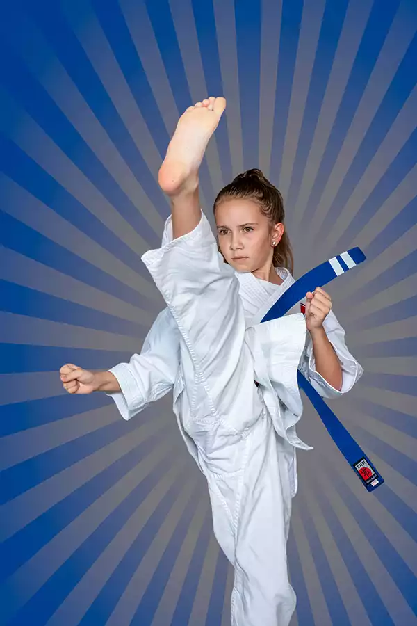 KTK Martial Arts student performing a blue belt kata. Sport photography by Jeffrey Meyer